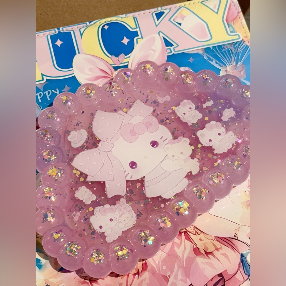 Hello Kitty Acrylic Pink Glitter jewelry Tray DIY